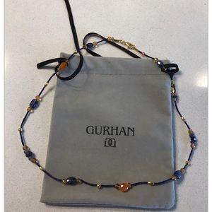 New without tag Gurhan Multi stone 22K gold necklace with Gurhan pouch